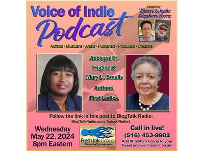 Abbiegail H. Hugine and Mary L. Smalls VOICE OF INDIE #Podcast @FreshInkGroup hosts @StephenGeez @BeemWeeks May 22, 2024, 8PM EST! blogtalkradio.com/voiceofindie1/… #Mustread #culture #education #shortstories #inspirational #opportunities #Bookboost #booktwt #IARTG #ASMSG b @VoiceOfIndie
