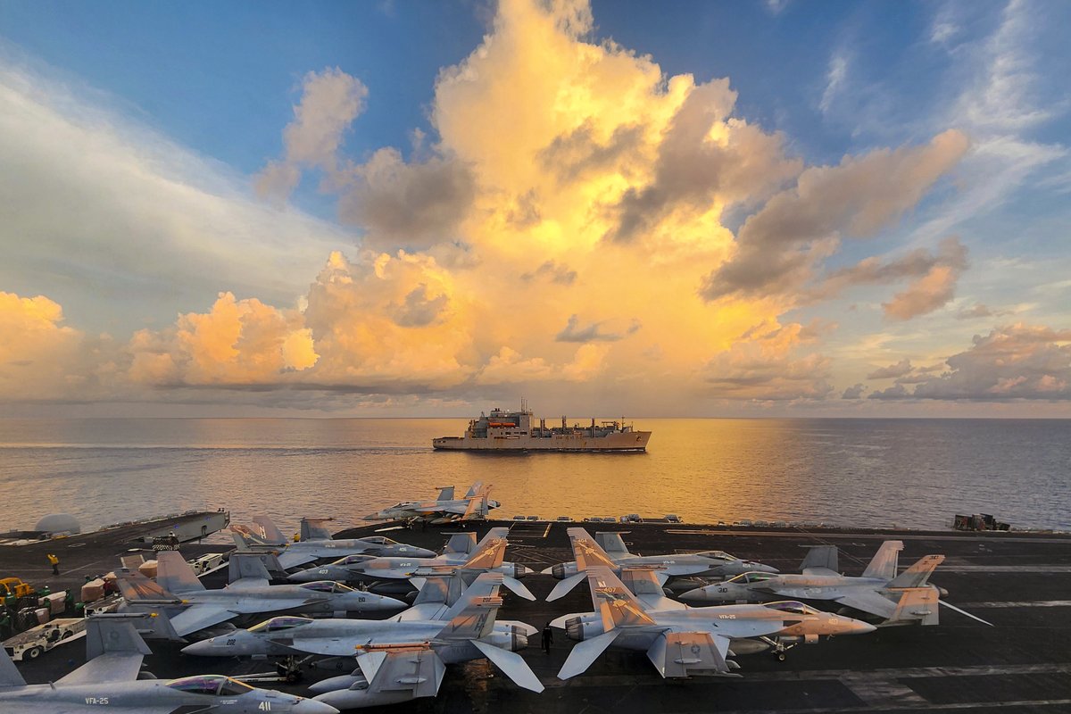 That Monday feeling. Take in the view while The USNS Wally Schirra sails alongside the @TheRealCVN71 during a replenishment-at-sea. #FreeAndOpenIndoPacific.