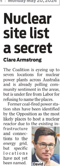 David Littleproud has admitted the LNP has chosen the sites for their nuclear power stations. But they haven’t released them to the public (or the costings). Why not Dave? Where’s the plan? They promised it before the Budget. Ten weeks ago they said the sites would be