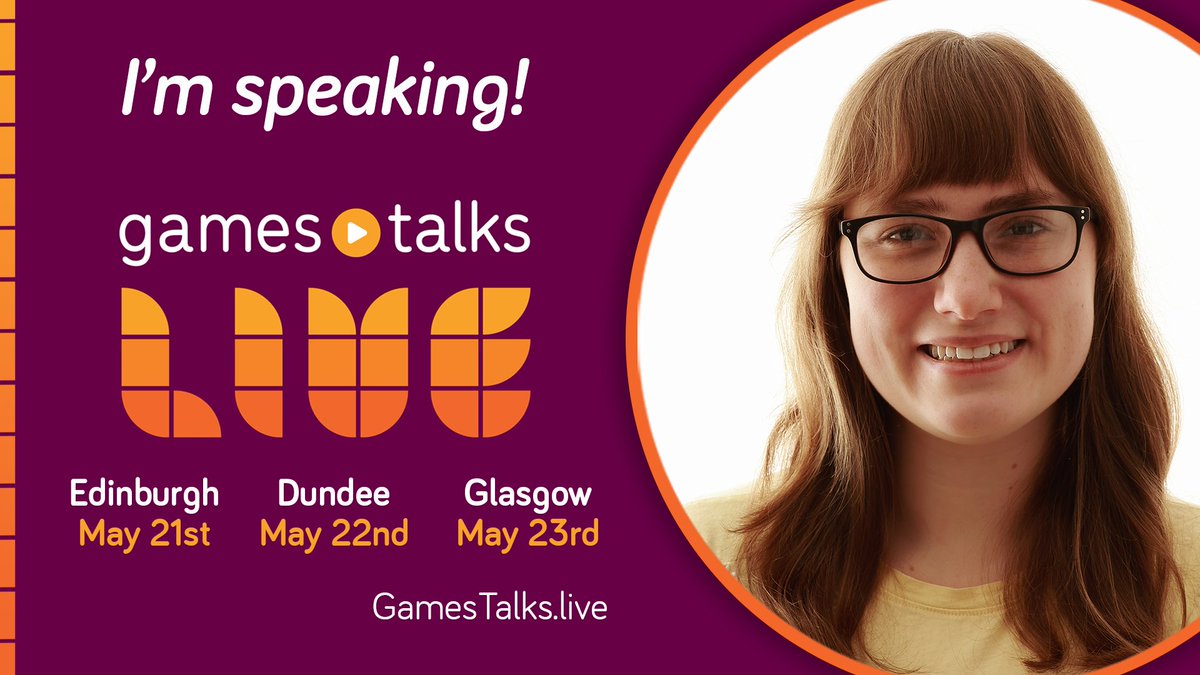 Veritysdaughter's tweet photo. I'm speaking at @GamesTalksLive in three cities across Scotland this week! Come say hello and hear from the other amazing speakers from near and far, full lineup and discounted tickets here:
https://t.co/M4oNDklGgb https://t.co/ndBfs0fgn5