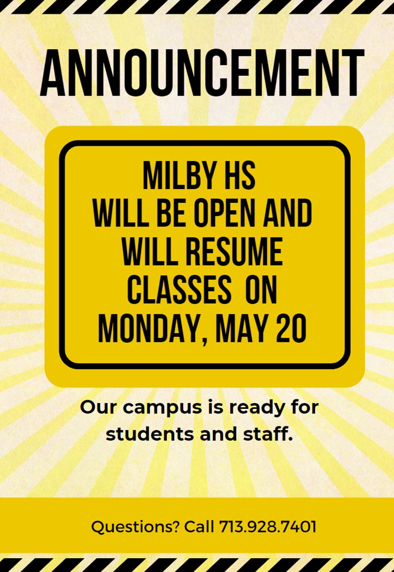 Hello Buffs! We will be open and will resume classes on Monday, May 20, 2024.