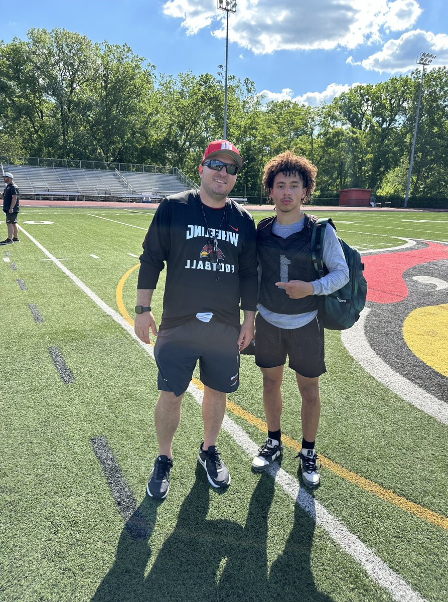 I had a great time today! Thank you for inviting me @Coach_McNeely_ @WheelingU_FB @sirtrich