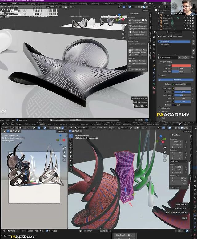 Scenes from Day 1 of the “Parametric Architecture with Blender” workshop led by @dimitarsp. Tap the link for more information: parametric-architecture.com/parametric-arc… Participants learn methodologies for modeling in a highly efficient and smart fashion that lets them adjust their models and see