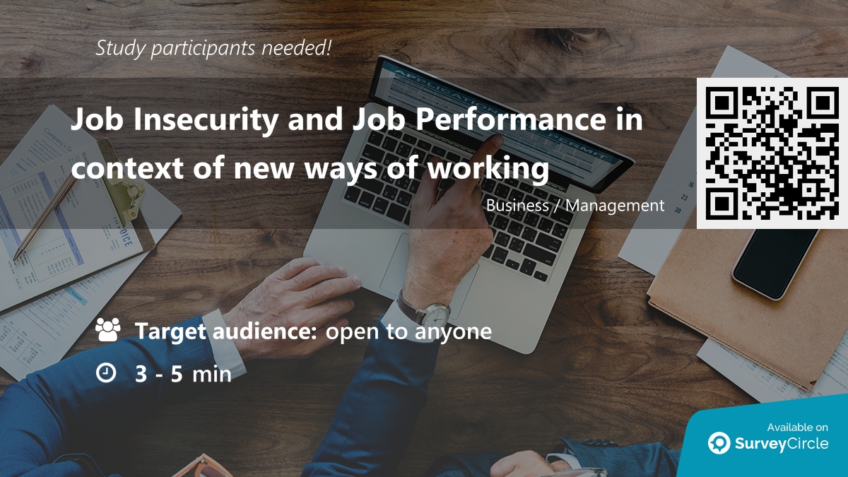 daily_research's tweet image. Participants needed for online survey!

Topic: "Job Insecurity and Job Performance in context of new ways of working" surveycircle.com/CH92B2/ via @SurveyCircle #maastrichtu

#JobInsecurity #JobPerformance #JobEngagement #NewWaysOfWorking