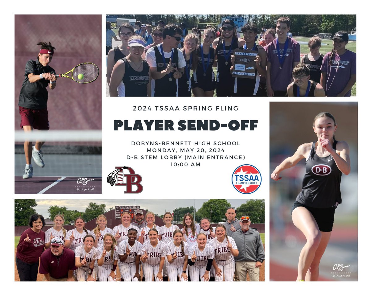 Join us tomorrow morning - Monday, May 20th @ 10AM - as we celebrate our student-athletes who have qualified for this year's TSSAA Spring State Championships! Please get there a few mins early as we plan to start promptly @ 10AM. Roll Tribe!