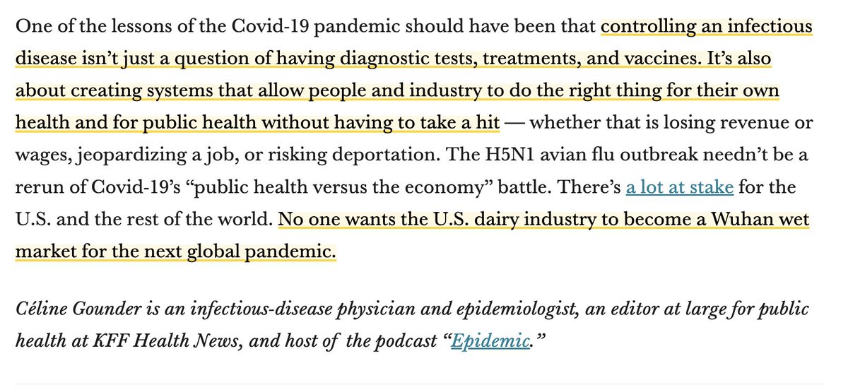 H5N1 doesn’t have to be a repeat of COVID's 'public health versus the economy' statnews.com/2024/05/17/h5n… me for @statnews