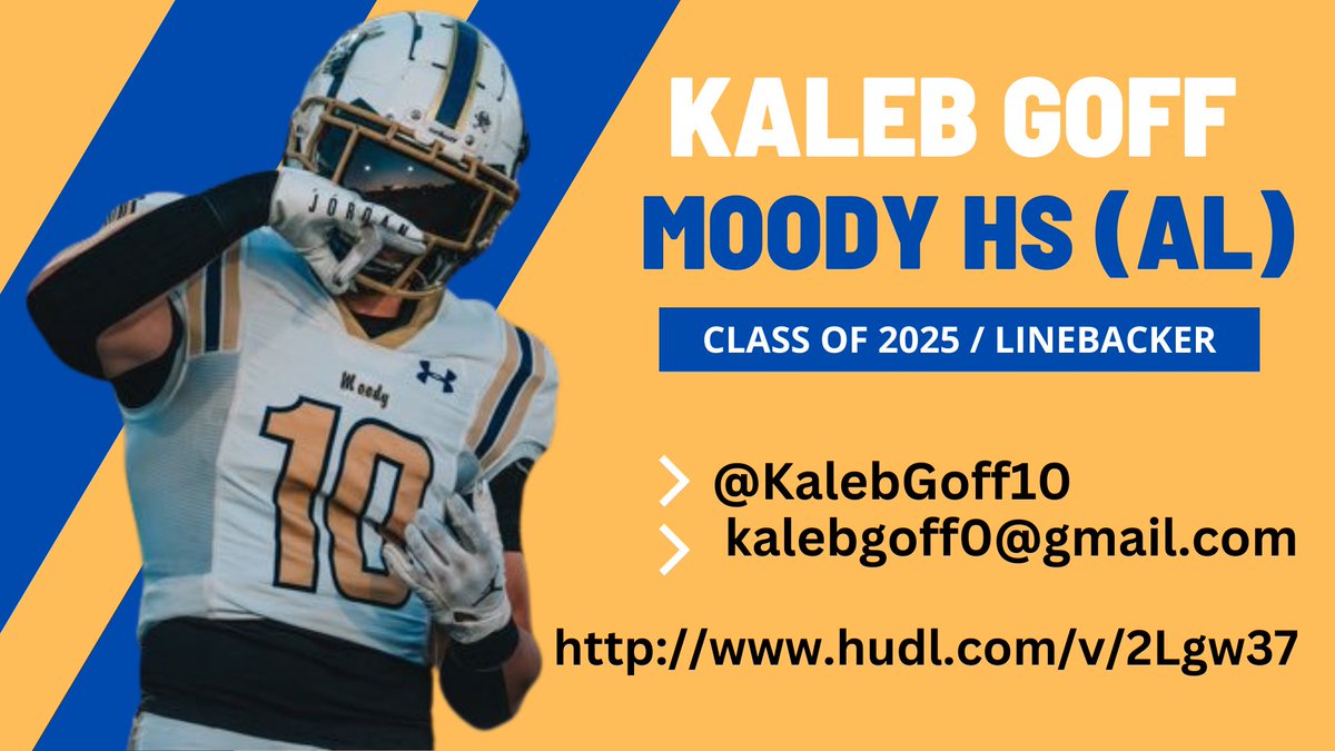 Great instincts and anticipation. Solid tackler. Check out @KalebGoff10 at hudl.com/v/2Lgw37 @MoodyFBall @jakeganus @DexPreps @YellowhammerFB @RecruitsAlabama @AL_Recruiting @BigFaceSportss @UnLockYourGame @Gs_Sports_Talk @ScoutFball