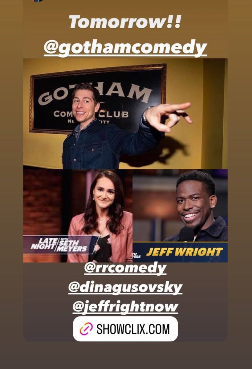 Dina Gusovsky (@dinagusovsky) on Twitter photo This is happening tomorrow! Get tix here today. And also tomorrow 👇 <a href="/GothamComedy/">Gotham Comedy Club</a> <a href="/ryanreiss/">Ryan Reiss</a>
showclix.com/event/ryan-rei… This is happening tomorrow! Get tix here today. And also tomorrow 👇 <a href="/GothamComedy/">Gotham Comedy Club</a> <a href="/ryanreiss/">Ryan Reiss</a>
showclix.com/event/ryan-rei…