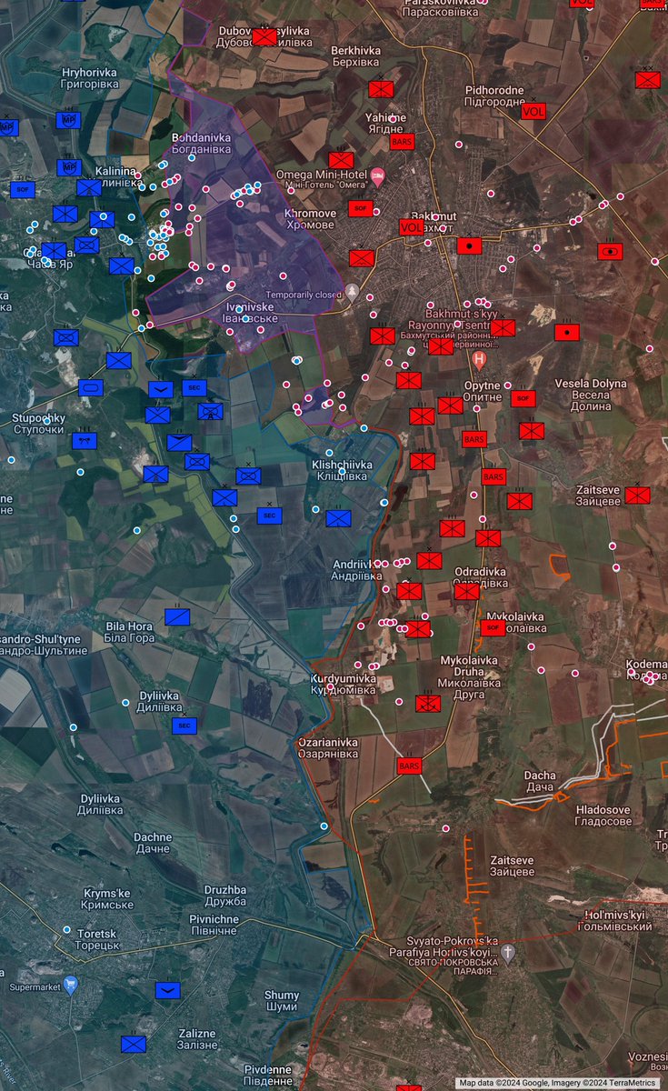 Weekend Ukraine large map thread 🧵 for Sat/Sun 18/19th May 2024 Highlights: East Robotyne appears to now be mostly a grey zone, with no Ukrainians spotted in the settlement, and any Russians that enter getting hit by drones or shelling Small Russian advance west of