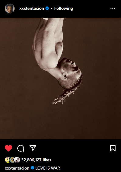 6 years ago today, XXXTentacion posted his last Instagram post 'LOVE IS WAR' It is the 10th most liked and the 3rd most commented post on Instagram.