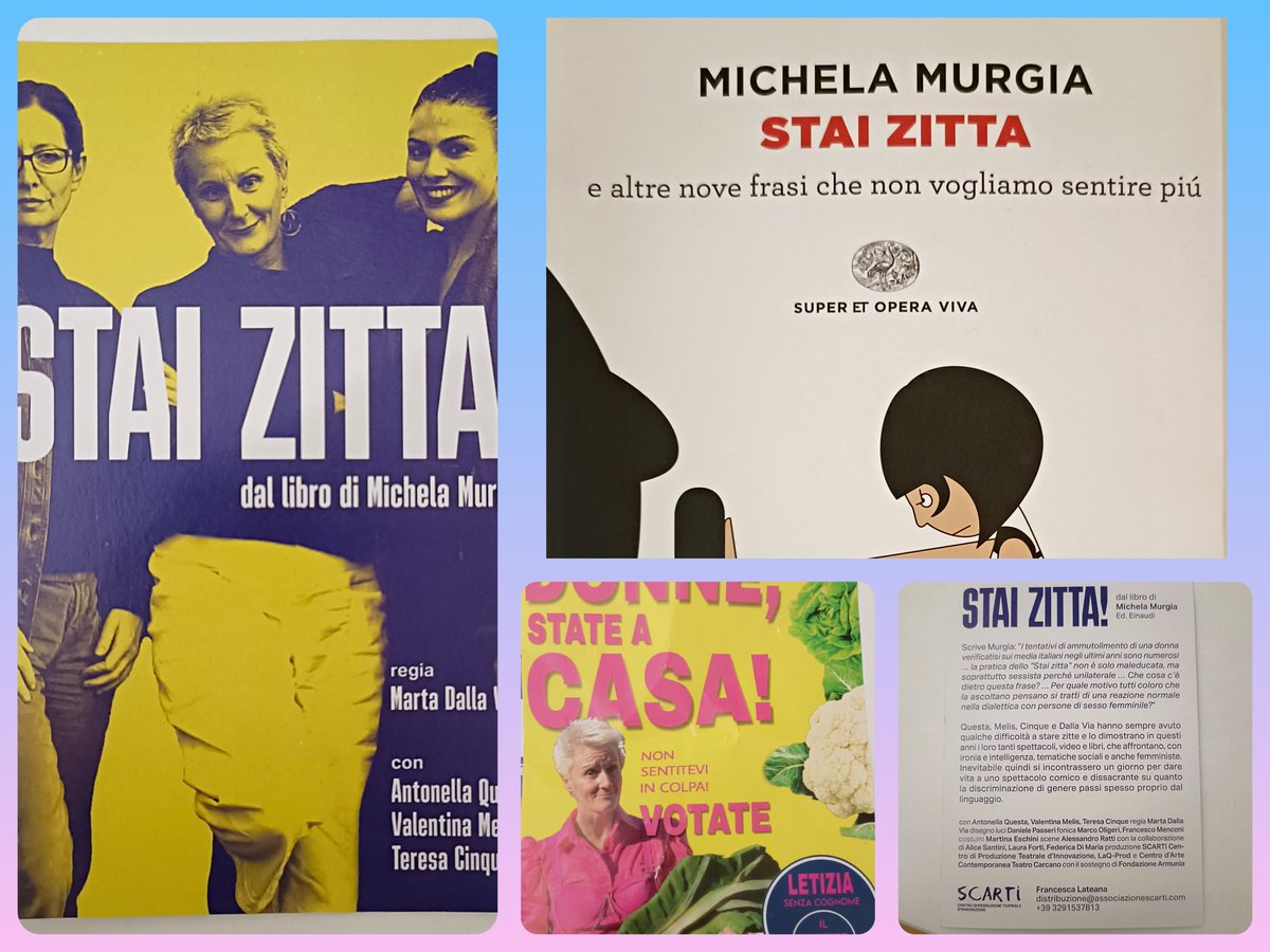 Per togliermi ogni 'bizzarria' dalla testa sono andata a vedere uno spettacolo bellissimo 'stai zitta' tratto dal libro di #michelamurgia che non si dimentica mai, anzi sempre più presente. 🥹 🫰🏻❤️ Bravissime e grazie a @ValentinaM4713 #teresacinque #antonellaquesta