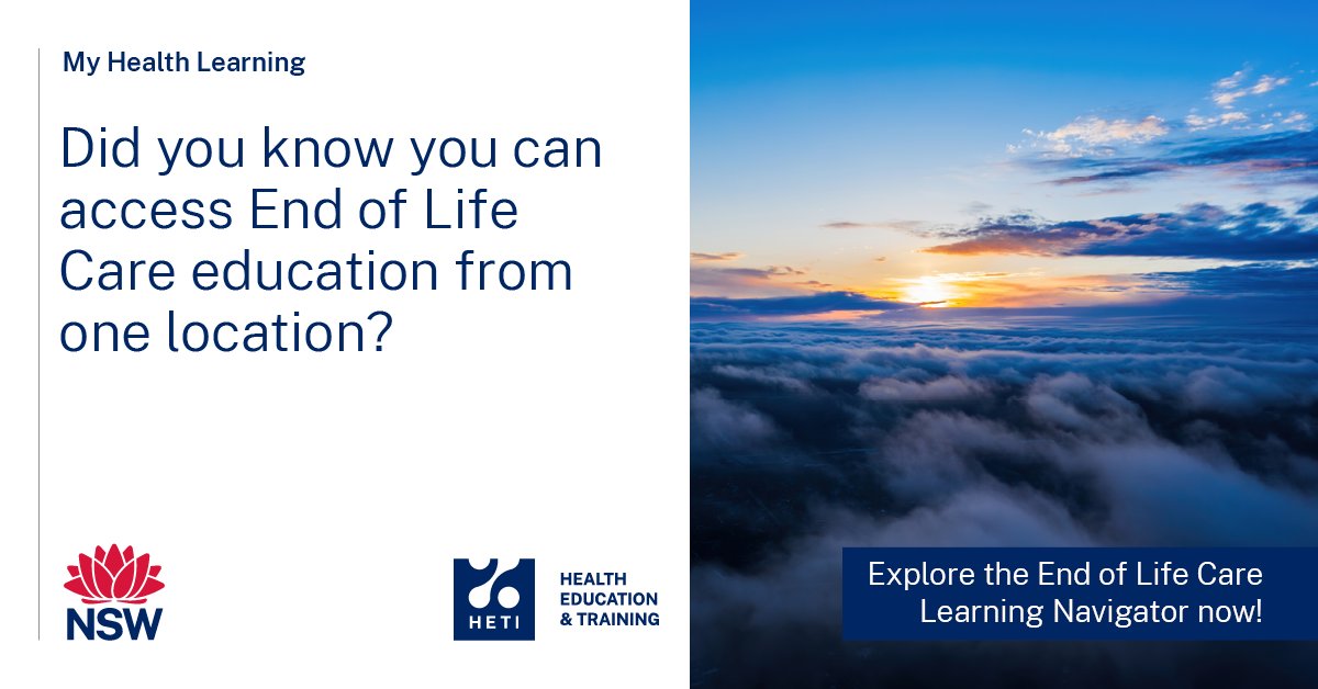 It's National Palliative Care Week! We acknowledge the dedication of all #palliativecare professionals and are proud to support their professional practice through education. Explore End of Life Care Learning Navigator on My Health Learning (cc: 489456659) …healthlearning.citc.health.nsw.gov.au