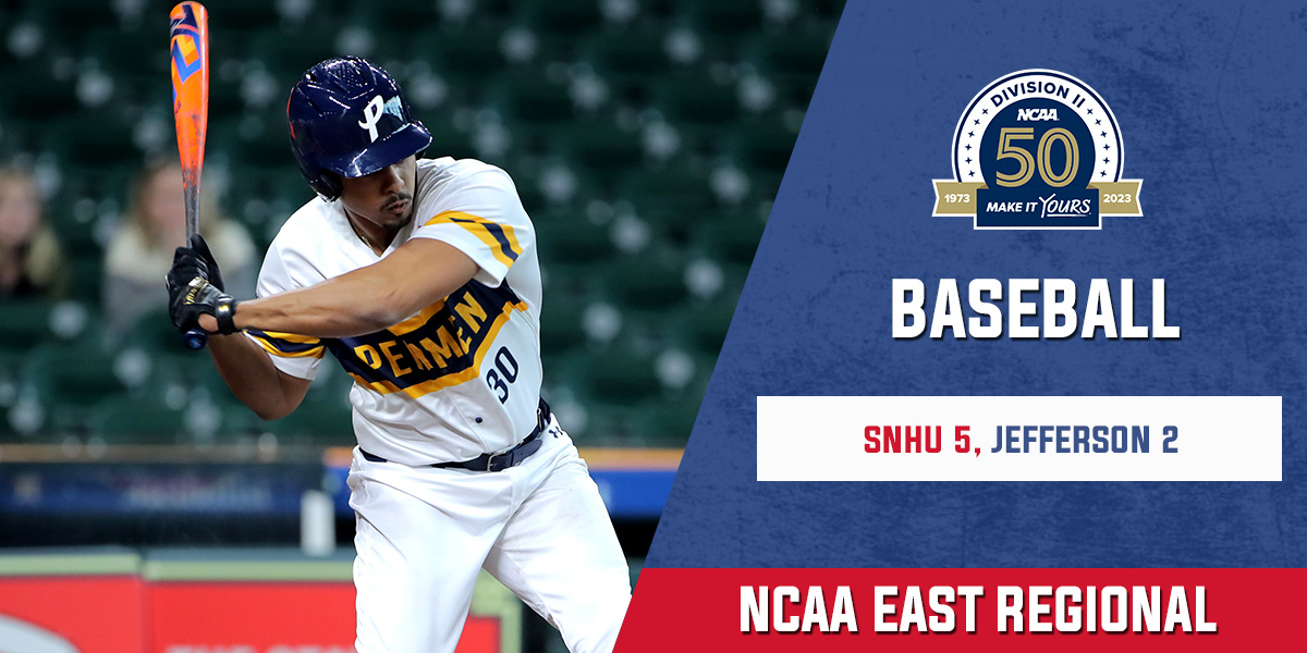 𝐅𝐈𝐆𝐇𝐓 𝐎𝐍 ⚾️

On to the East Super Regional! <a href="/snhupenmen/">SNHU Athletics</a> beat Jefferson to advance to play Molloy in a best-of-3 series next weekend. 

Trip to the <a href="/NCAADII/">NCAA Division II</a> Baseball Championship will be on the line 🏆

#NE10EMBRACE #NCAAD2 #D2BSB