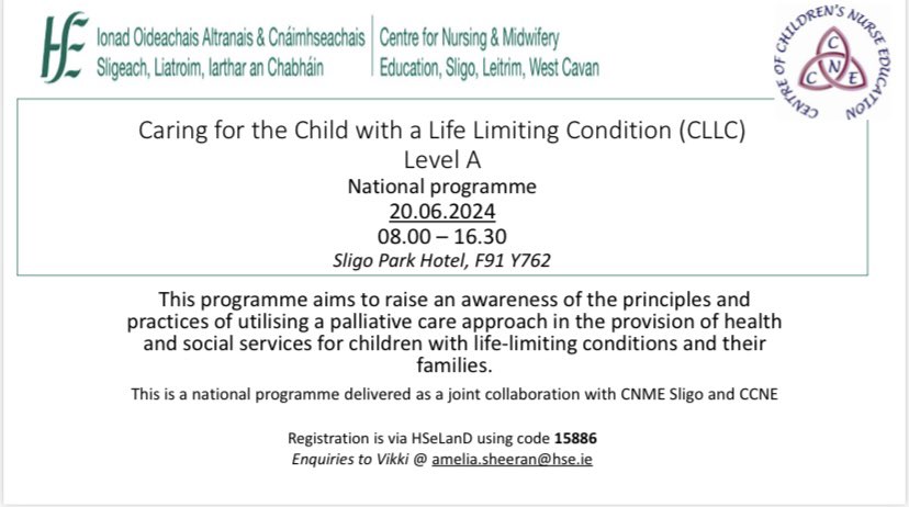 CNME Sligo, Leitrim and West Cavan (@cnmesligo) on Twitter photo Looking forward to Caring for the child with a life limiting condition, level A programme next month here in the Northwest, a joint venture with <a href="/CNMESligo/">CNME Sligo, Leitrim and West Cavan</a> & <a href="/ccneireland/">CCNEIreland</a> . An amazing line up of speakers. Details below ⬇️ Please feel free to share! Looking forward to Caring for the child with a life limiting condition, level A programme next month here in the Northwest, a joint venture with <a href="/CNMESligo/">CNME Sligo, Leitrim and West Cavan</a> & <a href="/ccneireland/">CCNEIreland</a> . An amazing line up of speakers. Details below ⬇️ Please feel free to share!