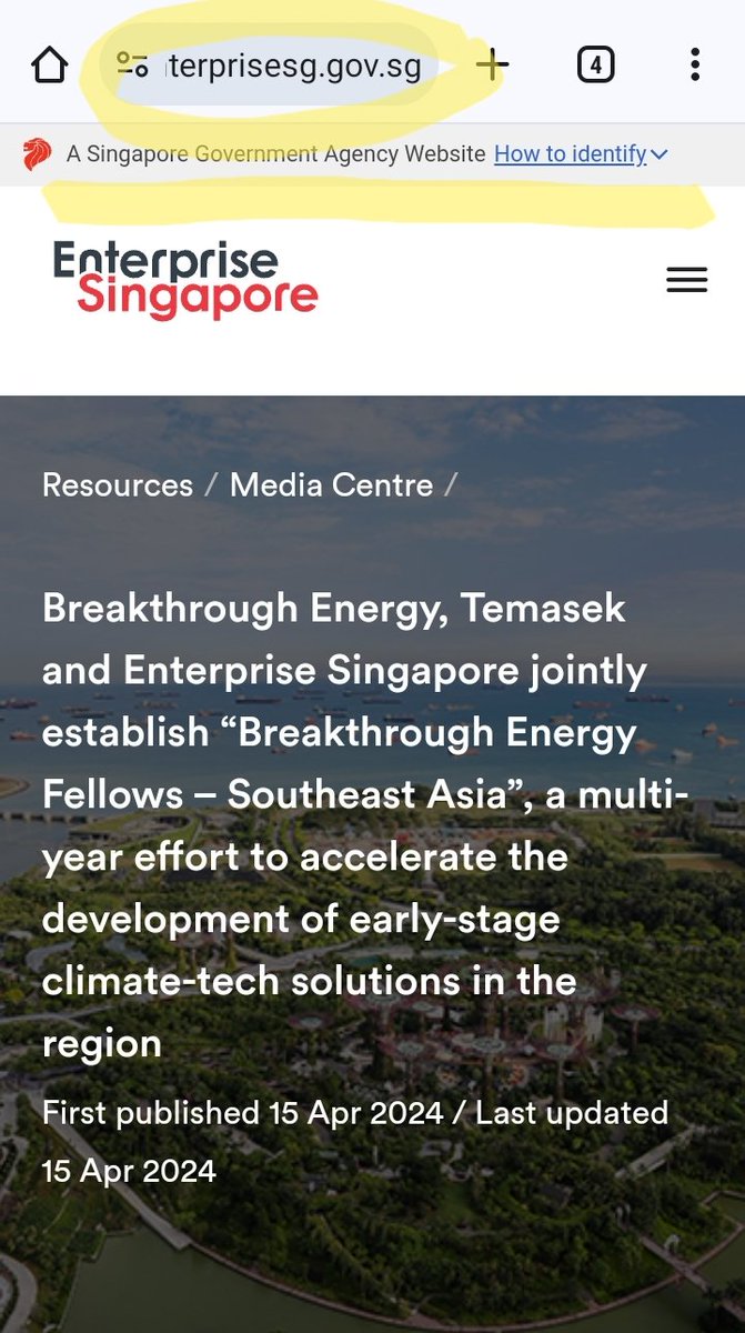 Apr 15, 2024

Singapore Government officially posts the deal between #BillGates' #BreakThroughEnergy

This is a screenshot from Singapore Government website!

Big Question: What are they storing in the name of #ClimateChange when Gates is buy Farmlands?

enterprisesg.gov.sg/resources/medi…