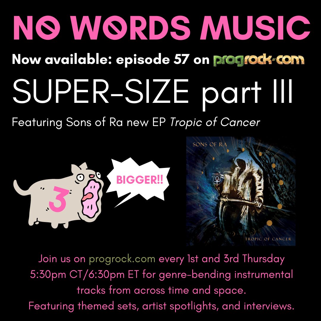 NoWordsMusic1's tweet photo. Big fat new episode just dropped wherever you get your podcast kicks and on @ProgRockDotCom: https://t.co/3wU1wR66NH
Featuring @SonsOfRaMusic EP Tropic of Cancer in its entirety + epic tracks from Residuous Mentales, @DerekAndSusan, Focus, and more! https://t.co/meDHaqZDYo
