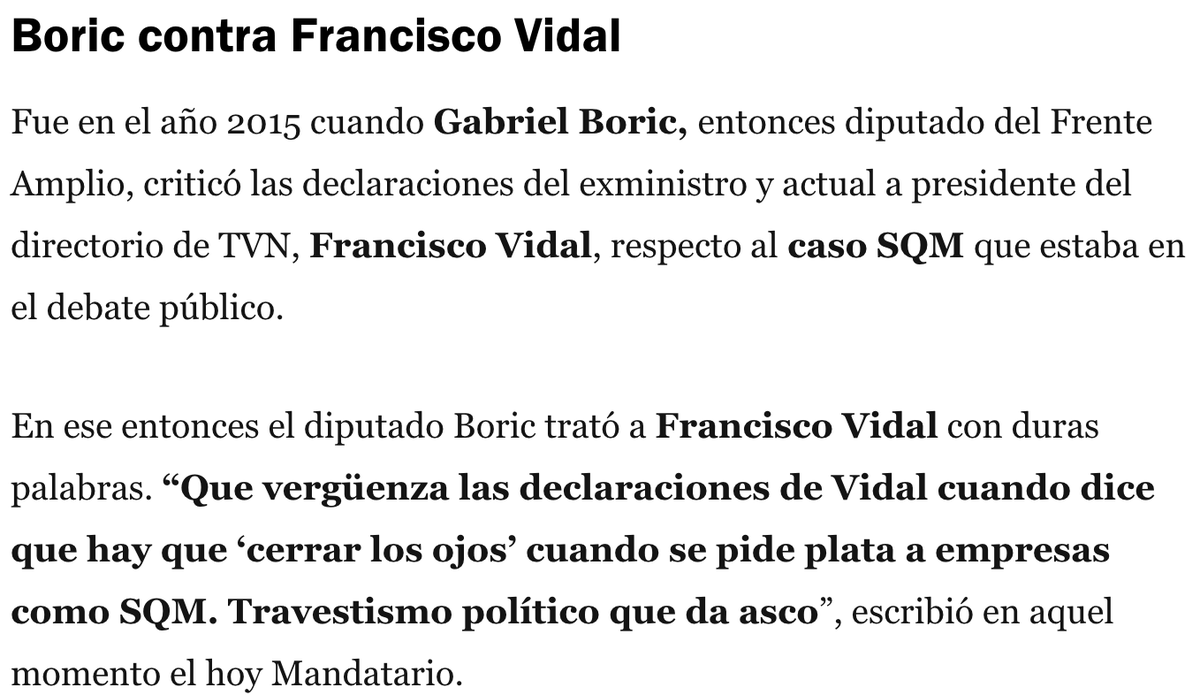 Boric le dijo travesti político al Chancho Vidal....pucha