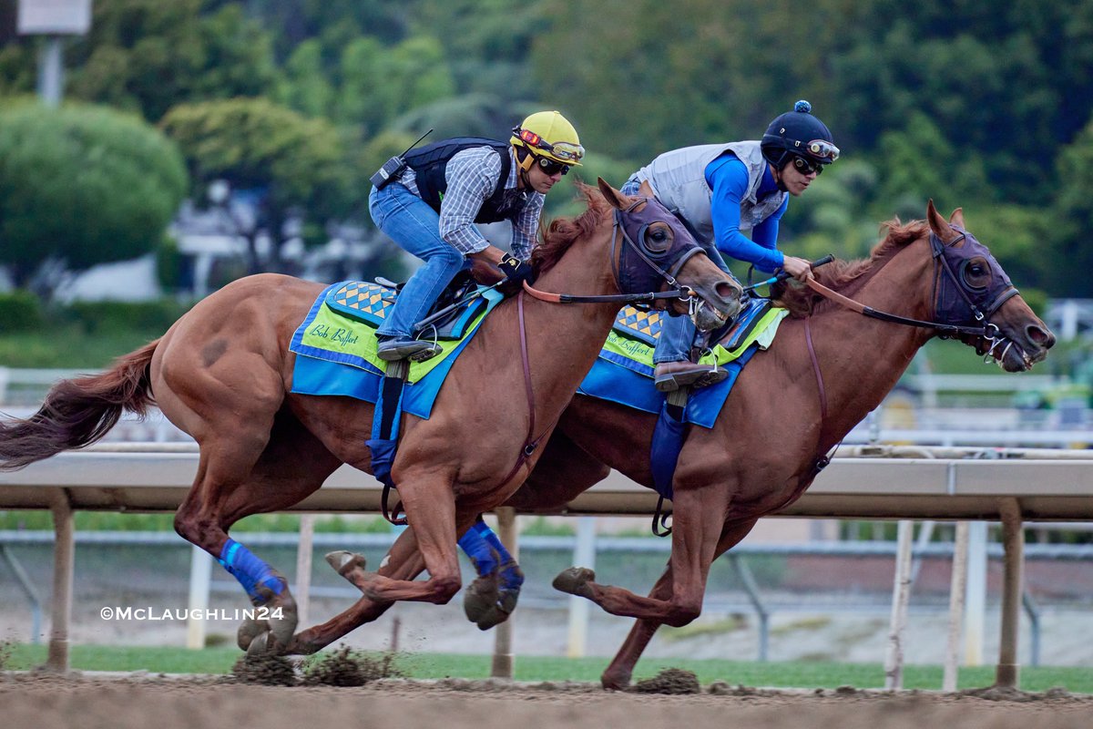 Bullet half in 47.40 yesterday for Angier under Juan Ochoa working outside of Le Mans with Erick Garcia up for HoF trainer Bob Baffert @santaanitapark @StarlightRacing @BobBaffert @Ersick05