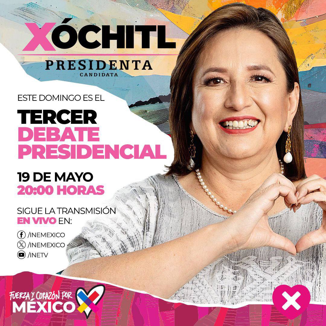 No se pierdan hoy el #TercerDebatePresidencial donde @XochitlGalvez le volverá a ganar a la candidata de las mentiras. #XochitlGalvezPresidenta