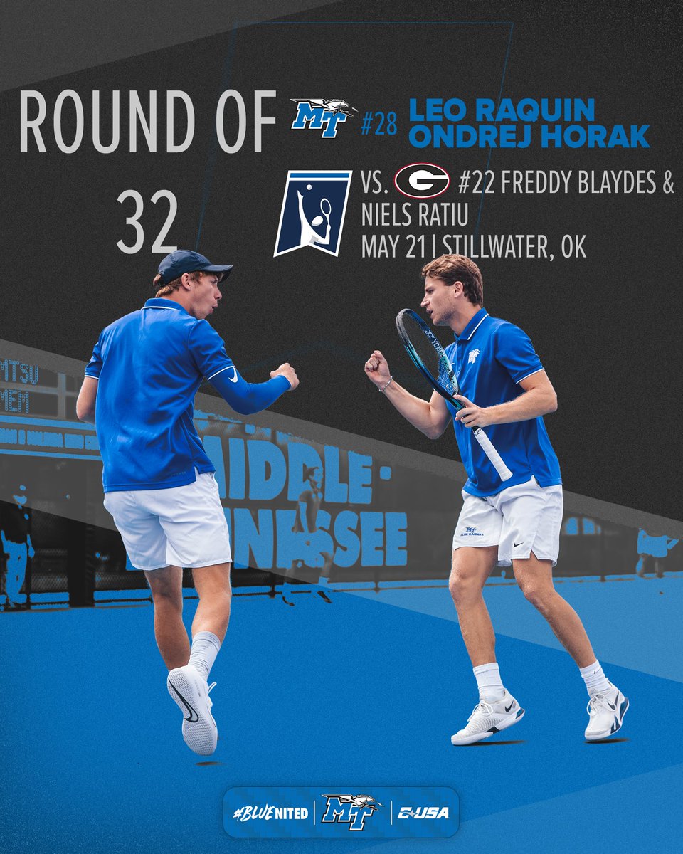Leo Raquin and Ondrej Horak set to represent the #BlueRaiders in the NCAA Singles and Doubles Championships in Stillwater 💪

📰 bit.ly/4bFl8DU

#BLUEnited