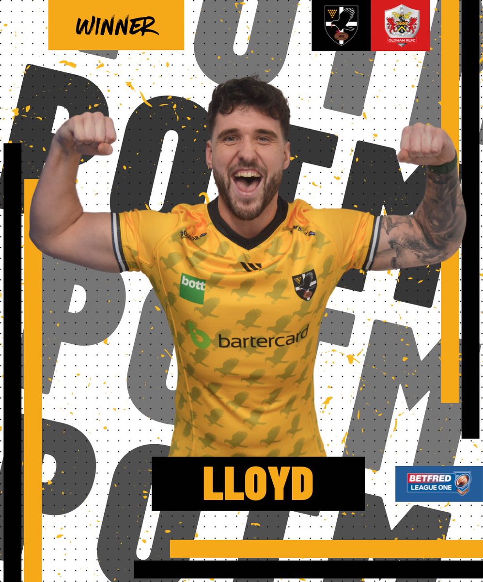 𝗣𝗟𝗔𝗬𝗘𝗥 𝗢𝗙 𝗧𝗛𝗘 𝗠𝗔𝗧𝗖𝗛 🍾 🗳 After today's home clash with @Roughyeds, you have been voting for your Player of the Match... 🥁...and the winner is @JakeLloyd9 🖤💛 #Kernowkynsa #RugbyLeague