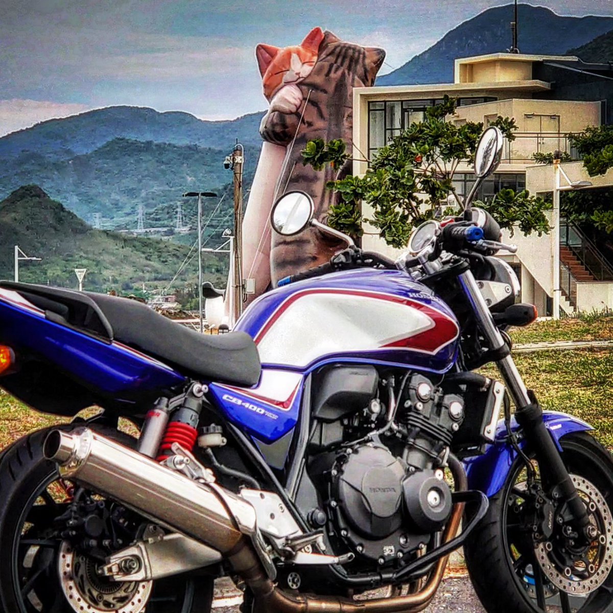 et2181411's tweet photo. 巨大的貓咪造型氣球真的很可愛呢
已感動(´；ω；`)

#ホンダ #honda #cb400sf #shoei #rstaichi #gopro9 #tanax #motofizz #cardopacktalkedge #バイク #バイク旅 #バイク男子 #バイク写真部 #バイク乗り #バイクが好きだ #バイクのある風景 #バイク好きな人と繋がりたい #極度日常 https://t.co/thtO3AHbBl
