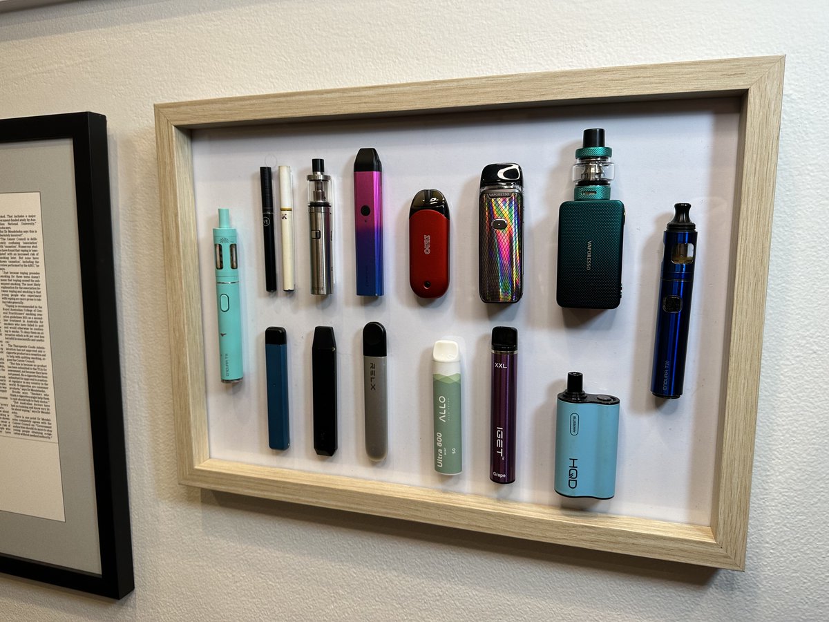 Mounted and framed
The preferred #vaping devices I have prescribed over the last 10 years (with an IGET and HQD added for completeness!)

How many lives have they saved?