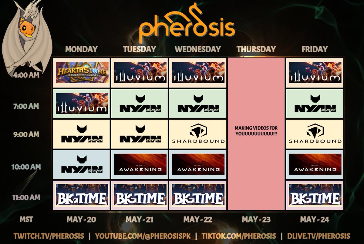 pherosis's tweet photo. This is our very hypothetical scheduled for this week. It depends on when Project Awakening &amp; Shardbound actually launch ... aaaand if we like Project Awakening.

#crypto #web3 #nft #playtoearn #Hearthstone #BigTime #illuvium #nyanheroes #shardbound #ProjectAwakening https://t.co/VjtFCCcPWu