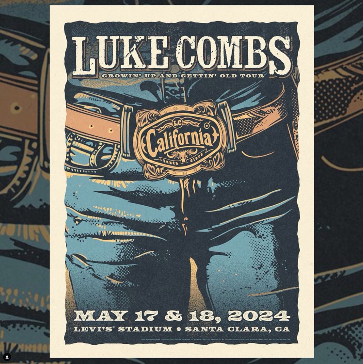 In 2023 a pair of used Levi’s jeans from 1873 sold for $100,000! The @lukecombsconcert poster from  @levisstadium won’t cost you quite as much 😂👖

Released by @collectionzz
Art by Brian Miller

#lukecombs #gigposter #concertposter #countrymusic #santaclara #california #levis