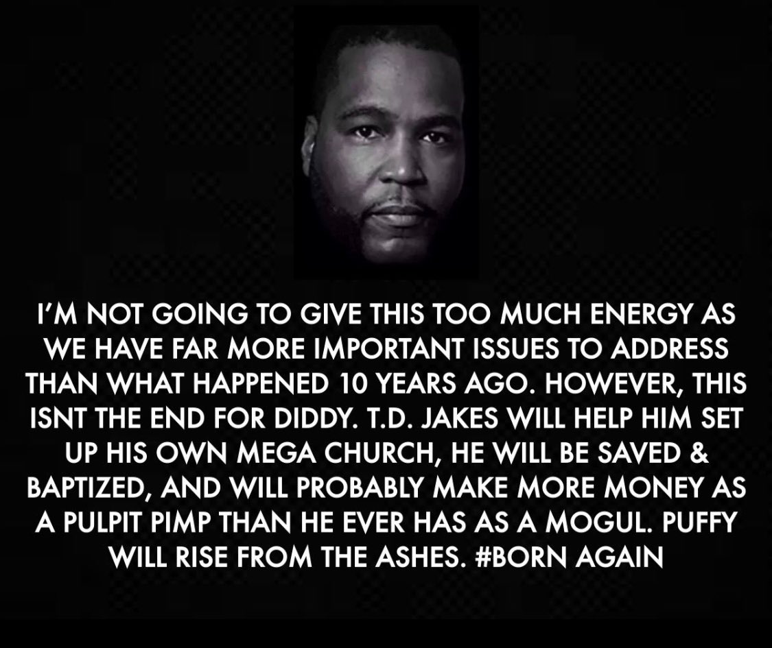 No judgement. No assessment. No reaction. Just projections about Diddy’s future road to redemption. Sometimes I wonder about my people, because even though I can understand why you find Umar entertaining, I’ve no idea why you take him seriously.