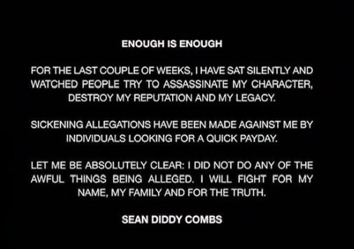 Here’s a reminder of Sean Combs’ statement denying ALL the abuse. The video leaked, a video he bought in order to bury the evidence AND he made this statement all the same. He thinks he can manipulate the public by saying he is sorry ✅ he was in a dark place ✅ he’s been in