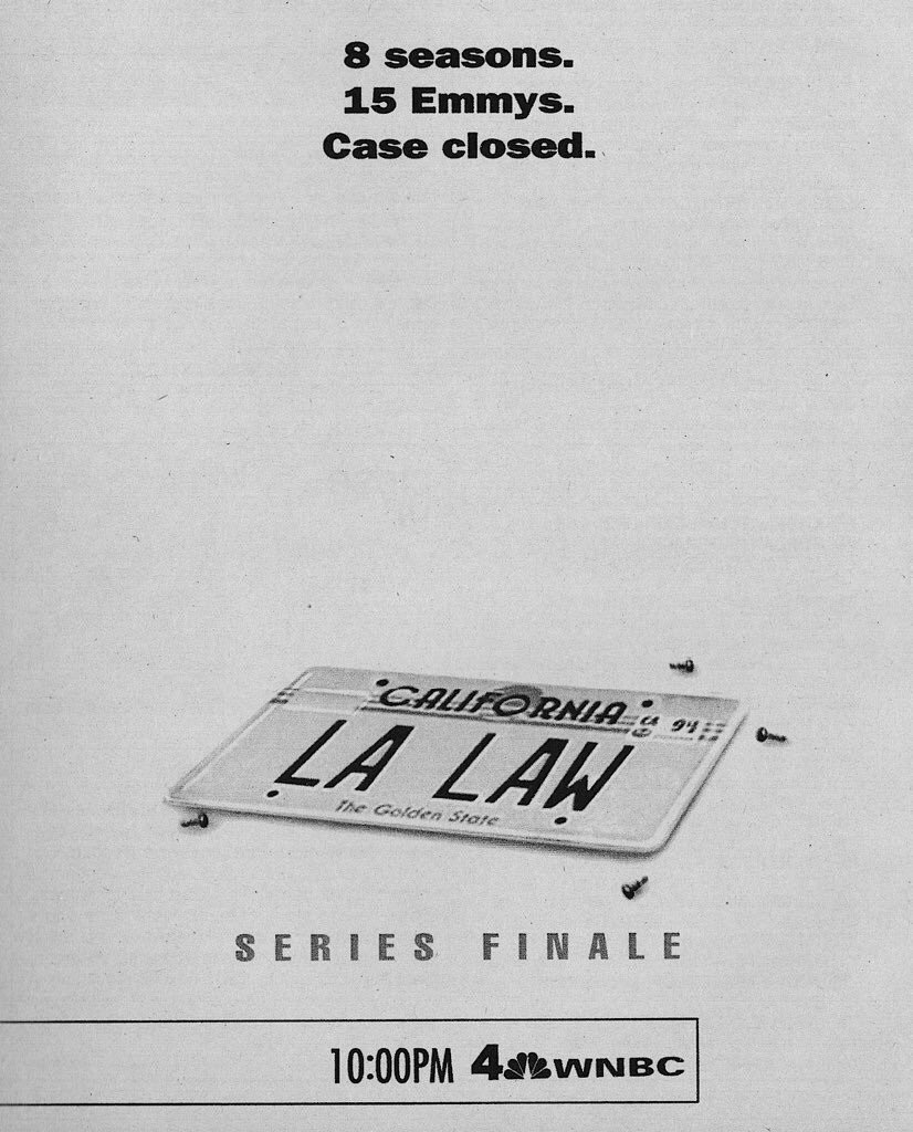 30 years ago today, the final episode of 'L.A. Law' aired on NBC.