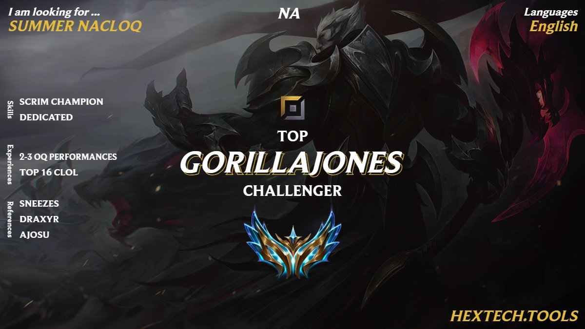 plans fell through, still LFT for summer oqs
Challenger last 3 seasons 987 peak
I will go pro one day.
dm me on disc @ gorillajones123
Likes and Retweets appreciated
I dont want to be homeless