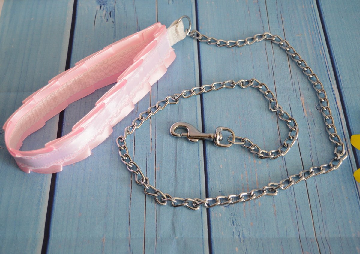 Made to Order - Kittenplay leash - bdsm proof pastel pink & white leash - usable for dogs too - nekollars ddlg princess kitten play gear tuppu.net/a70c03d8 #Nekollars #Etsy #BdsmLeash