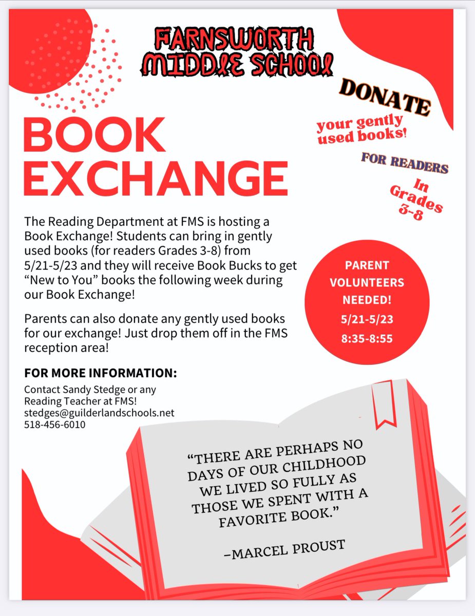 FMS PTA (@fmsptaguild) on Twitter photo Dust off those old books…the Book Exchange starts tomorrow May 21st. #FMSLearns Dust off those old books…the Book Exchange starts tomorrow May 21st. #FMSLearns