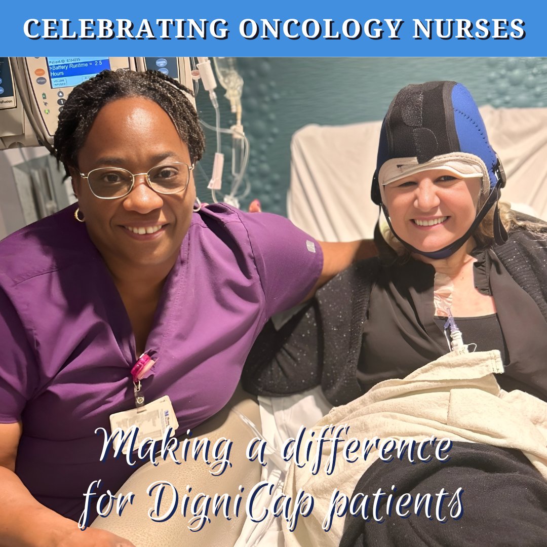 Celebrating Oncology Nurses - Wendy from @mhshospital - 'Wendy is amazing! She is so warm & wonderful and made me feel comfortable and safe from the moment I sat down.' - #DigniCap patient Liliana.

#oncologynursingmonth #scalpcooling #cancer #chemo #breastcancer #dignitana