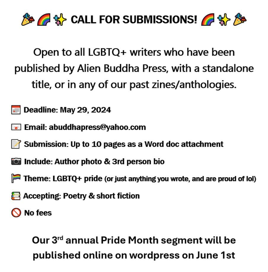 10 days remain to send in work to be included in this feature for Pride month 2024.