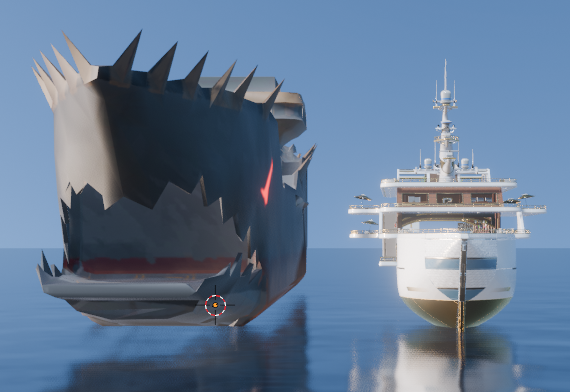 Having in mind this model is prob an hlod taken from v30.00 

This is the real size of the 'SharkBait' ship

(Compared to the yatch and a model)