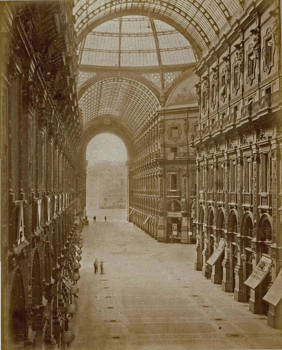Italy's oldest active covered shopping gallery and a major landmark of Milan, Galleria Vittorio Emanuele II 1875.