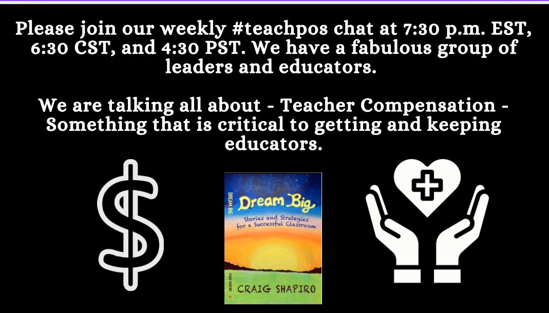 #teachpos coming up soon. Hope you can join us. 💰💰💰 is the topic. @bbray27 @ChristineBemis2 @ChrisQuinn64 @DrCSJones @R_CILR @Scandela9 @RLCooney @TeachingChannel @Celyendo @miguelmigrant @donna_mccance @Rdene915 @redefineED @raspberryberet3 @EdumatchBooks @BrandonBeckEDU