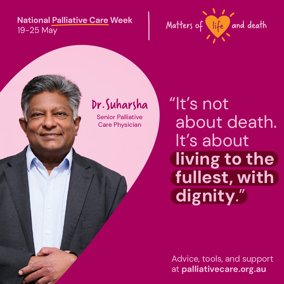 National Palliative Care Week is the perfect time to spotlight #MattersofLifeandDeath. This week is also an opportunity to recognise the great work of all palliative care workers and volunteers across Australia. Learn more ow.ly/g7bW50RJpF2 #NPCW2024 @Pall_Care_Aus