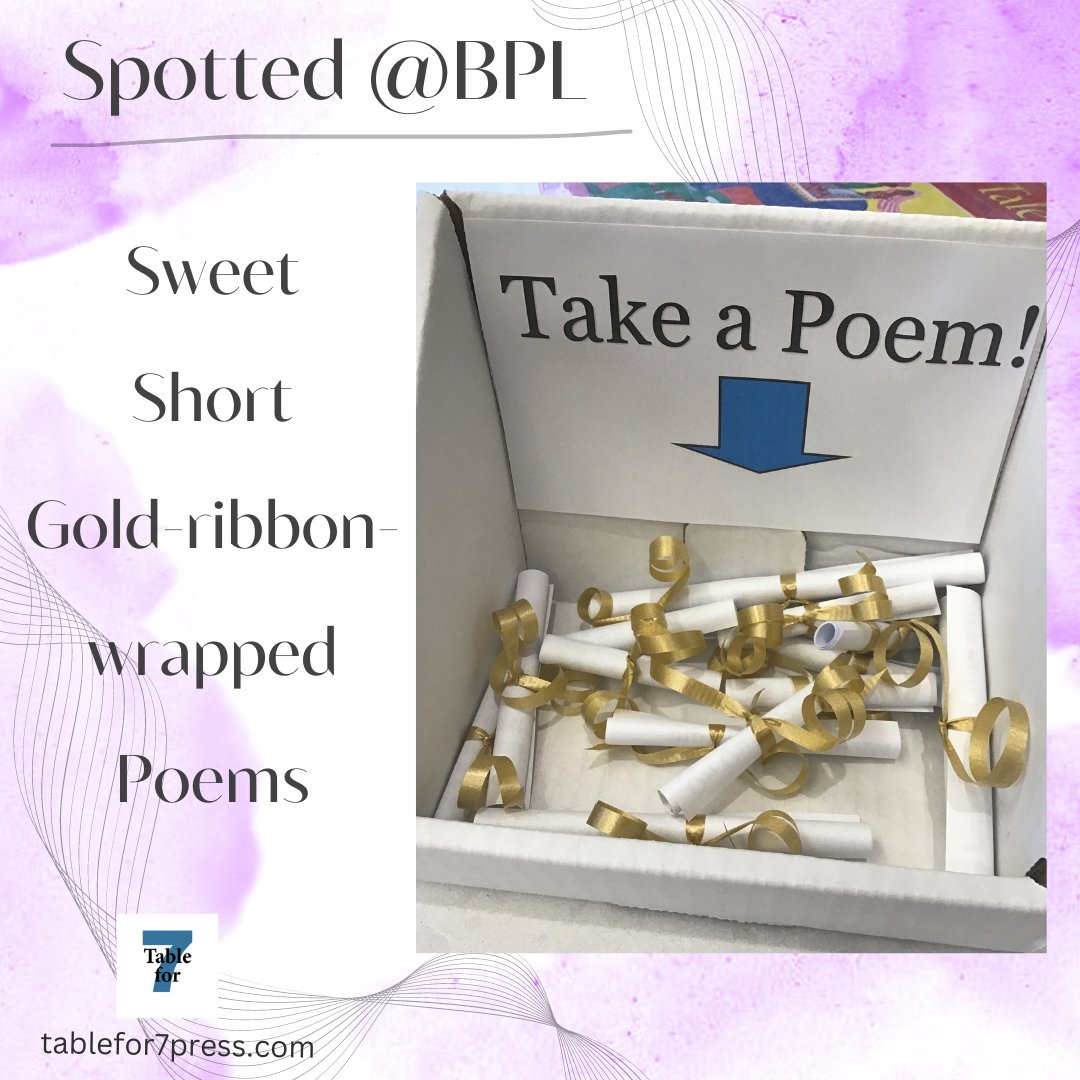 This past April, Tf7’s @wholeheartlocal spotted a sweet box of gold-ribbon-wrapped short #poems, awaiting a new home. Of course she snagged a few #poetrytogo #latergram #nationalpoetrymonth w/@BPLBoston