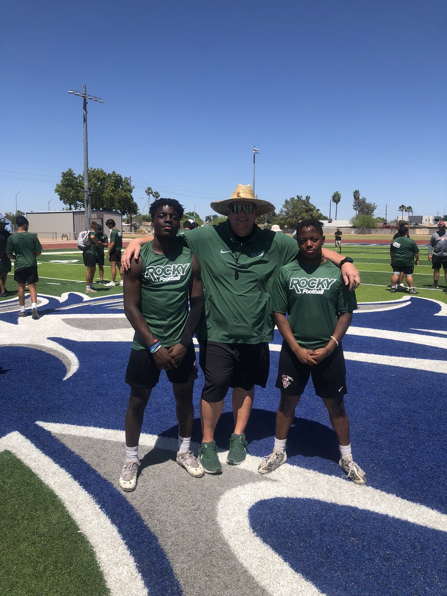 Big thanks to @Rocky_Football for having me out today at their camp, hope to work with y’all soon. @Coach_Stutz @CoachBroderickT @CoachBeridon @coach_ator @ChandlerPrep_FB @fulgham_nick @azc_obert @CodyTCameron @brettinaz