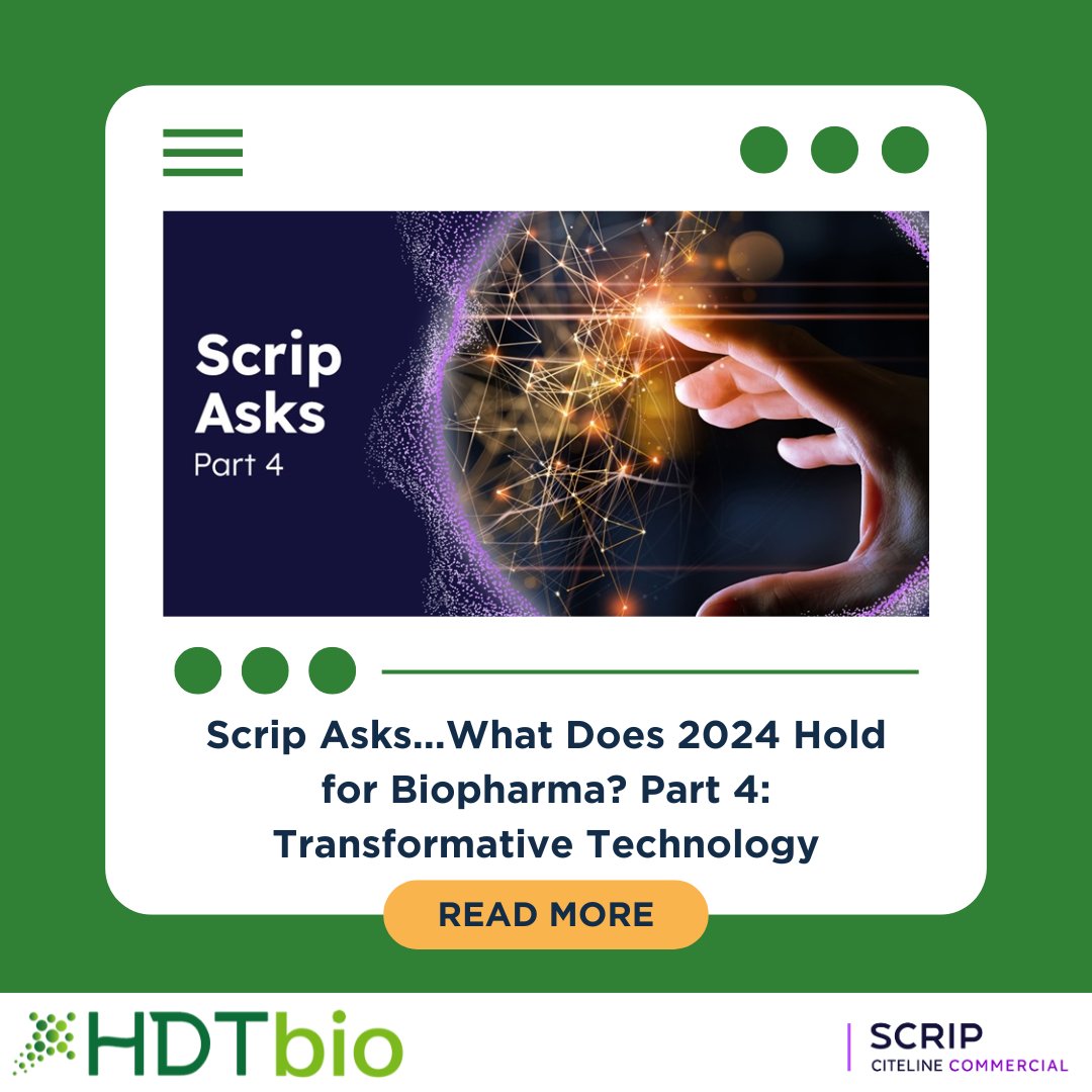 HDT Bio was recently featured in an article in <a href="/PharmaScrip/">Scrip, Citeline Commercial</a> discussing how #RNA therapies and #vaccines will develop in 2024.

scrip.citeline.com/SC149709/Scrip…

#LookingForward #RNAvaccines #Cancervaccines #BiotechLeadership