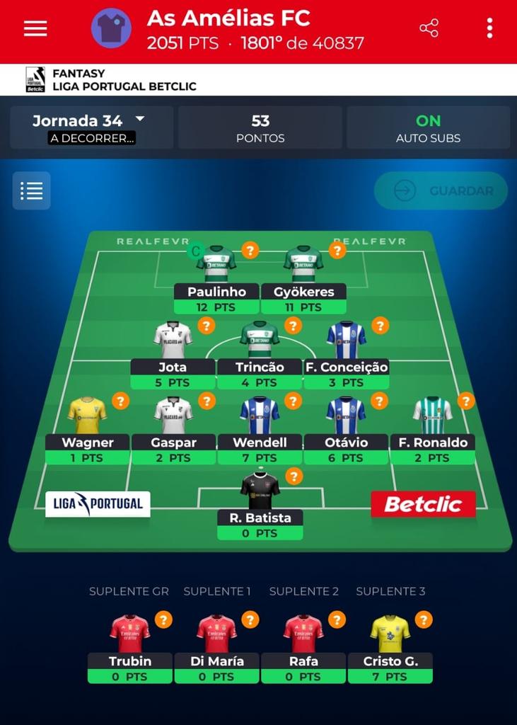 FuntasyPodcast's tweet photo. GW34 - Equipa do Martim "As AméliasFC"
53 pts - Total de 2051 pts (1801⁰)

Foi assim este ano, muito obrigado a todos e, se este projeto não continuar para a próxima época, pelas amizades, já valeu a pena!

Último episódio em
https://t.co/TbmBhxZX8G

#FantasyLigaPortugalBetclic https://t.co/4czuGXE7kH