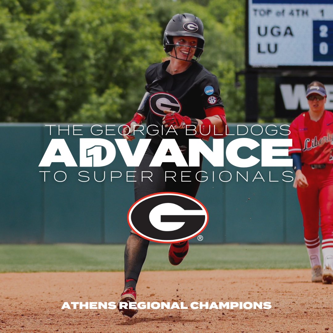 D1Softball (@d1softball) on Twitter photo No. 11 <a href="/UGASoftball/">Georgia Softball</a> advances to Supers after winning the Athens Regional
#D1Softball
#RoadtoWCWS No. 11 <a href="/UGASoftball/">Georgia Softball</a> advances to Supers after winning the Athens Regional
#D1Softball
#RoadtoWCWS