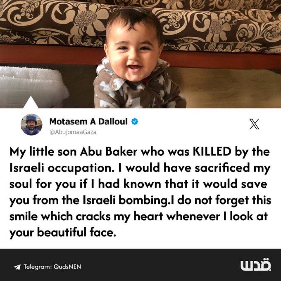 I do not know how people sleep at night knowing they are justifying the massacre of literal babies. What if this was your child? What if it was your children being bombed and massacred all because of their identity? How depraved of a human being can you be to justify this…