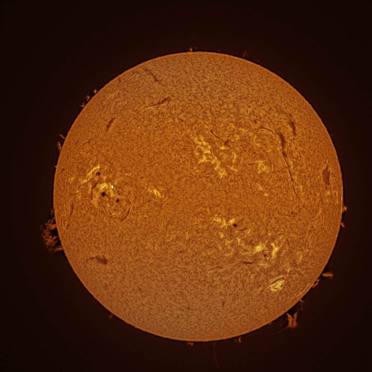 The Sun in H Apha this afternoon at 1348h UT.