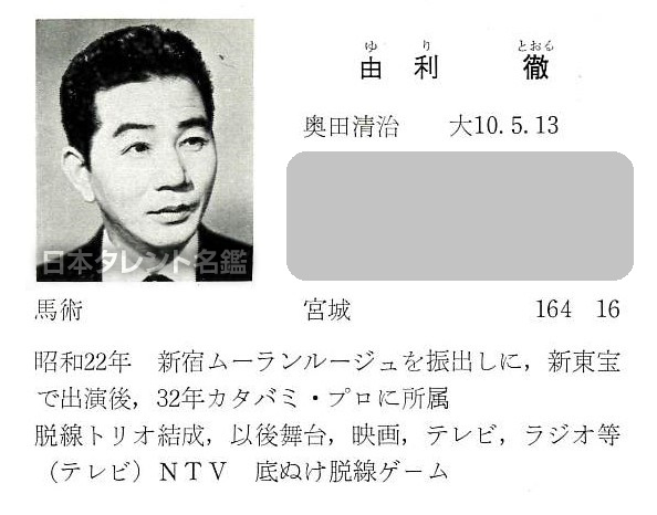 日本タレント名鑑HISTORY】来年創刊55周年!! コメディアンで俳優の由利