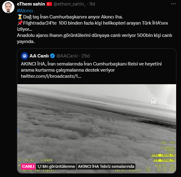 Canlı yayını 1.1 milyon kişi izliyor.